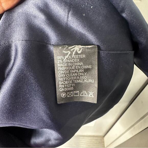 Jay Godfrey navy blue strapless peplum slit midi dress size 12‎ - Picture 6 of 7